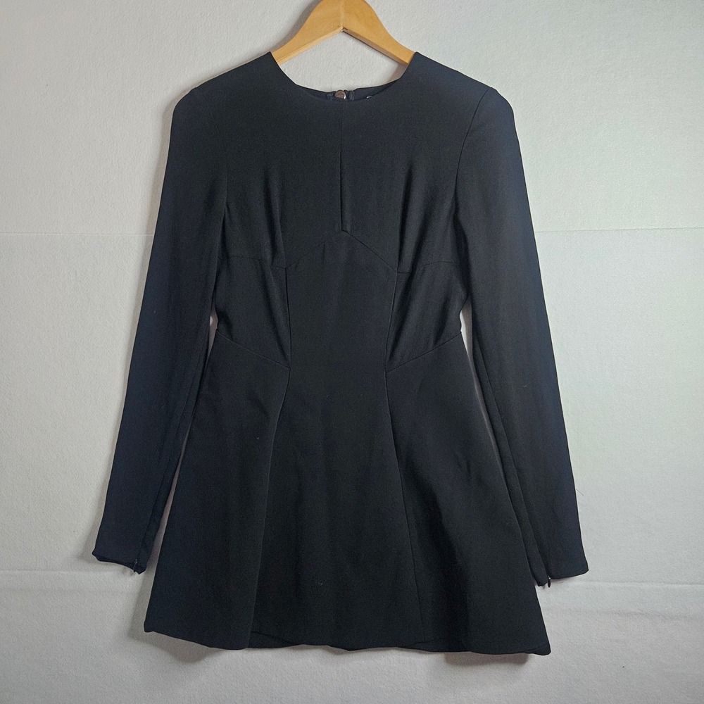 Acne Studios Atlas Black Long Sleeve Mini Dress Panelled Corset Style 36 US 4